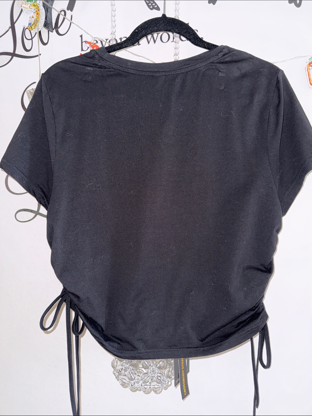 SHEIN Black Rhinestone 'Angel' Drawstring Tee - Picture 2 of 2
